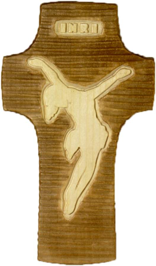 Kreuz mit Kerbschnitt Gewachst-gebeizt-Leo Moroder-Devotionalien,Kreuze