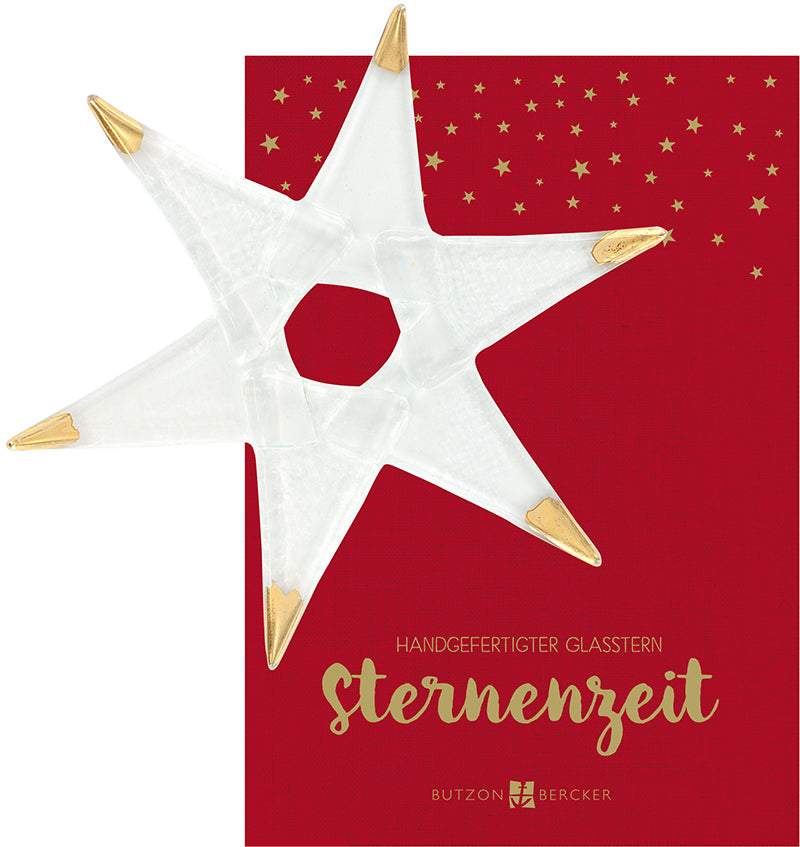Handgefertiger Stern aus Fusing-Glas - vergoldet - mit Draht zum Aufhängen-Butzon &amp; Bercker-Geschenkideen,Weihnachten