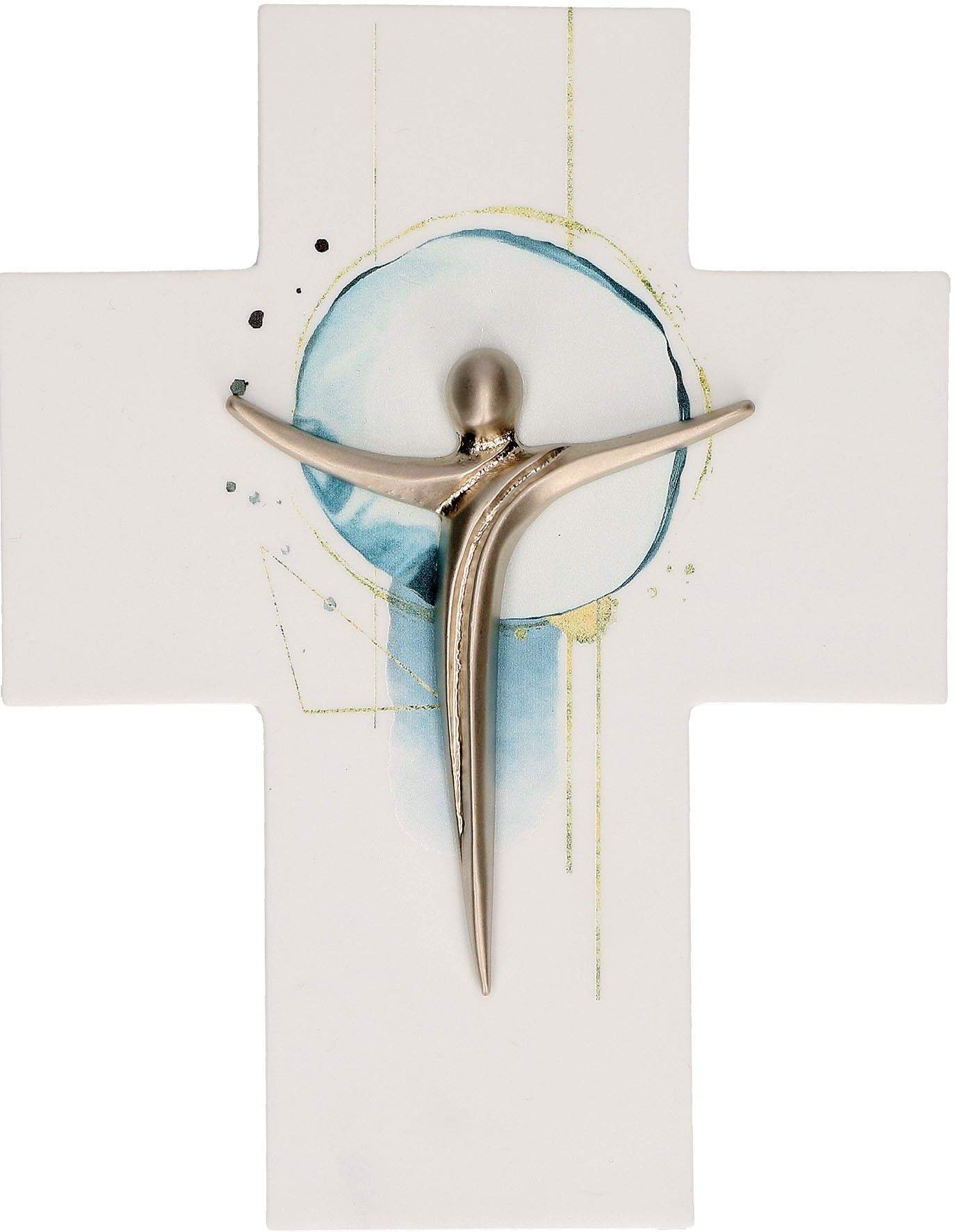 Porzellankreuz mit Korpus aus Feinmetall-Butzon & Bercker-Kreuze