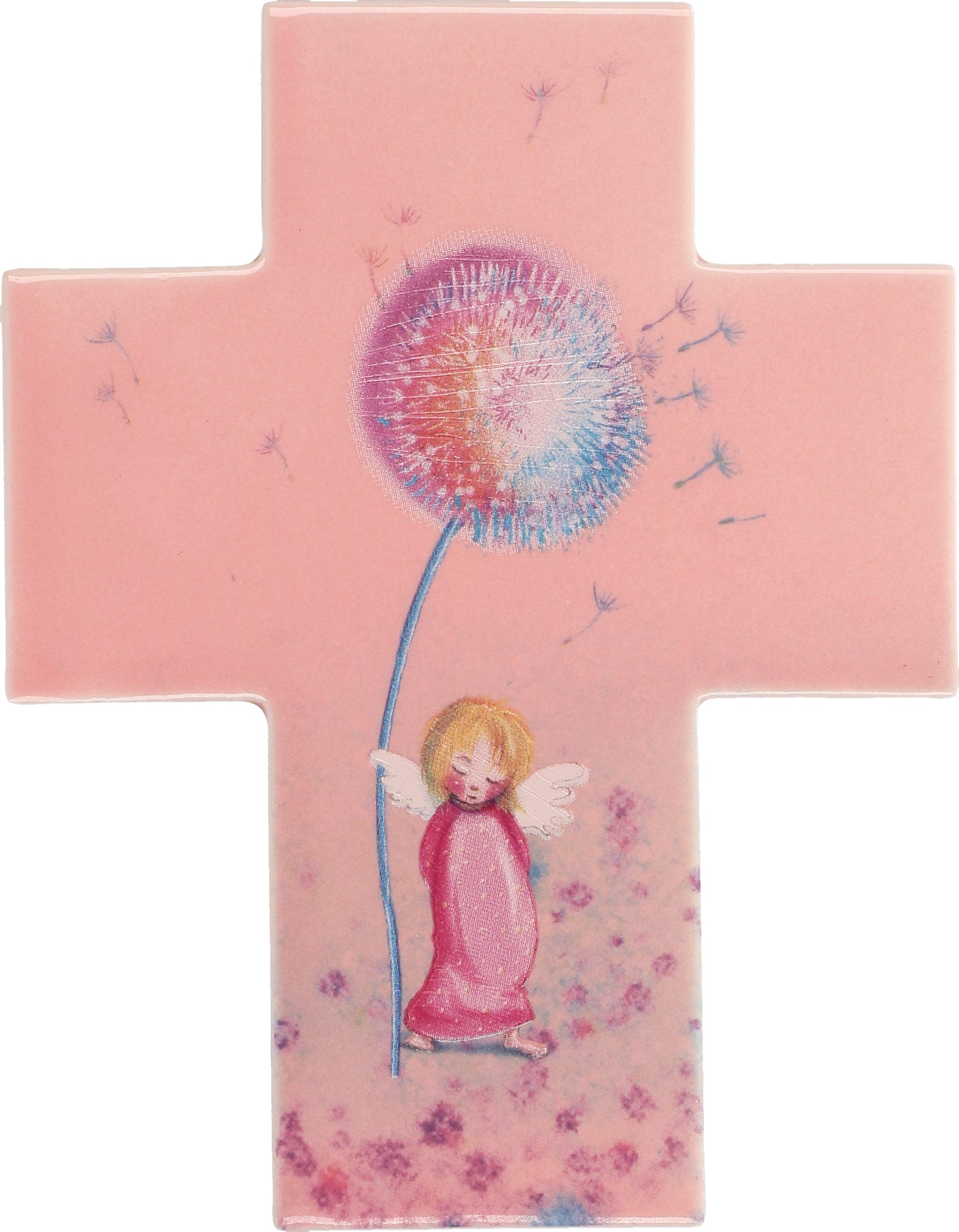 Porzellan Kreuz Engel in rosa und blau-Butzon & Bercker-Kommuniongeschenke,Kreuze