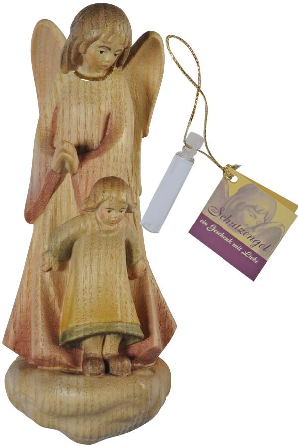 Schutzengel auf Wolke mit Mädchen-Leo Moroder-Devotionalien,Engel,Figuren