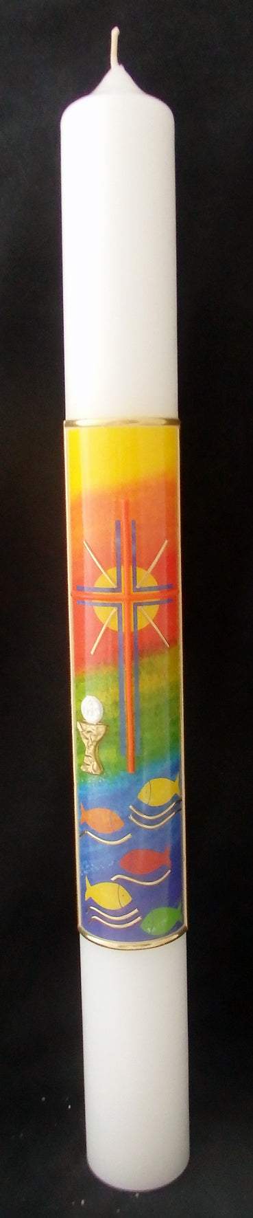 Kommunionkerze Regenbogenwelt-Nikolai-Kerzen