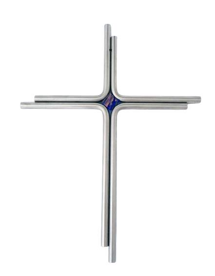 Edelstahl - Kreuz mit Glasstein-Nikolai-Devotionalien,Kreuze
