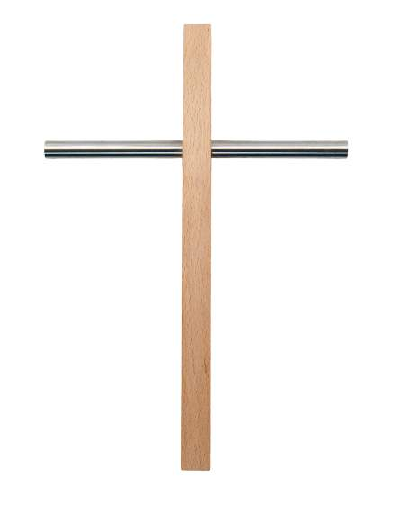 Edelstahl -Kreuz mit Buche-Nikolai-Devotionalien,Kreuze
