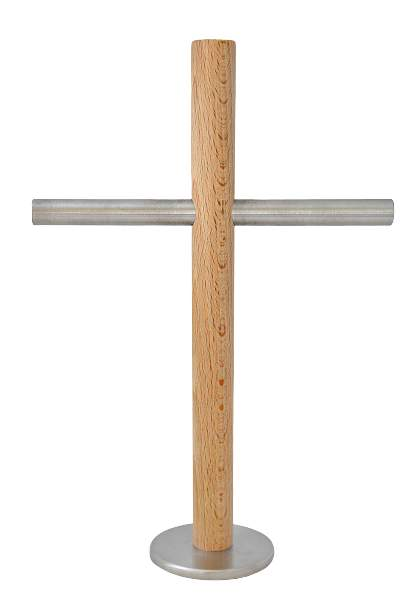 Edelstahl - Kreuz mit Buche - Standkreuz-Nikolai-Devotionalien,Kreuze